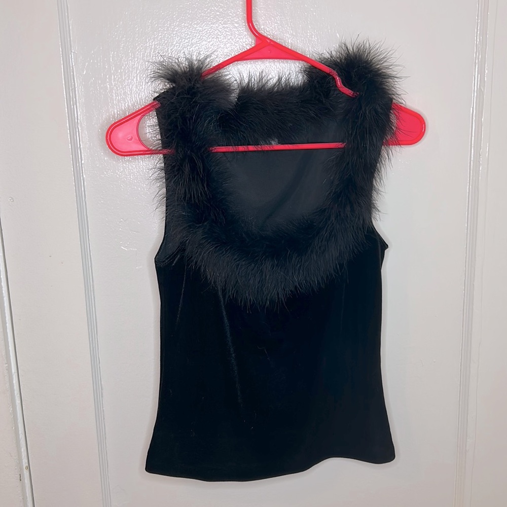 Velvet fur tank top